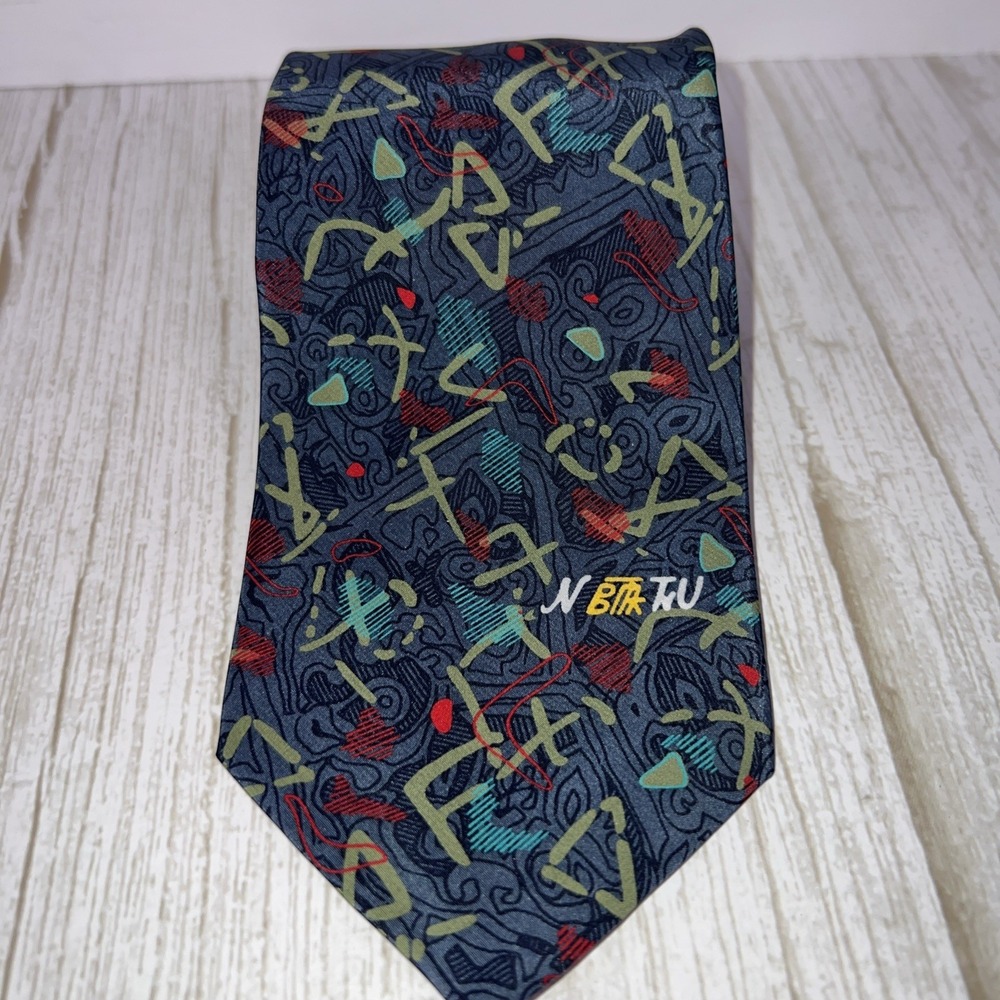 Piccadilly Men's Silk Tie Multicolor Abstract Vintage 3.5"